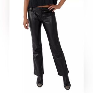 NWOT Free People Love Language Low Rise Vegan Leather Pant. Black. Size:8